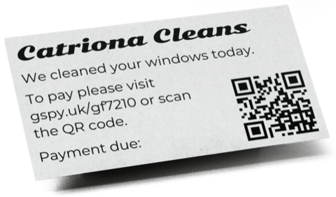An example of a getSoapy window cleaning payment request card